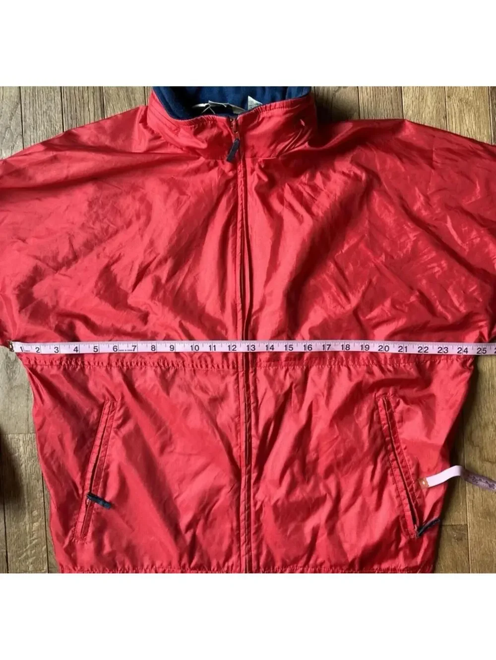 Vintage LL Bean Three Season Jacket Large L Red Blue Warm Up Windbreaker